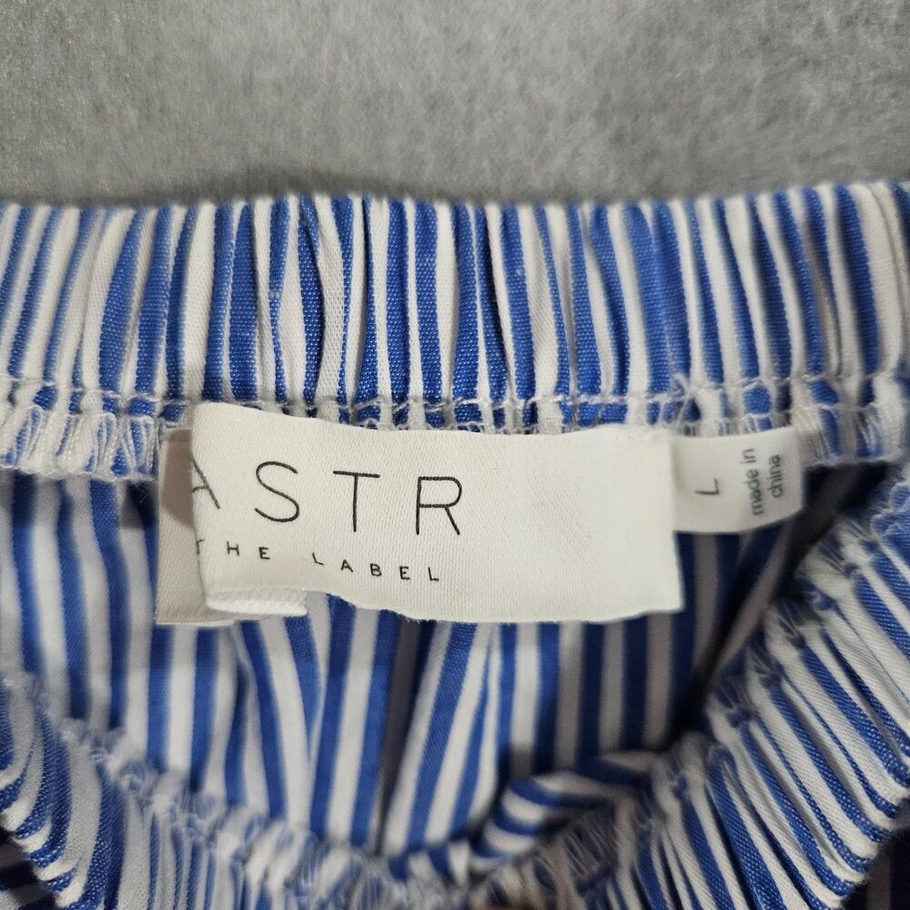 ASTR L Cotton Puff Sleeve Blue Top Matress Stripe Blouse off Shoulder Summer - Picture 2 of 6